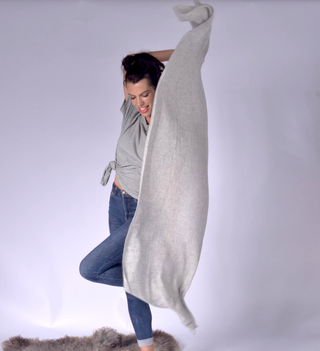 100% Cashmere Scarf Light Grey