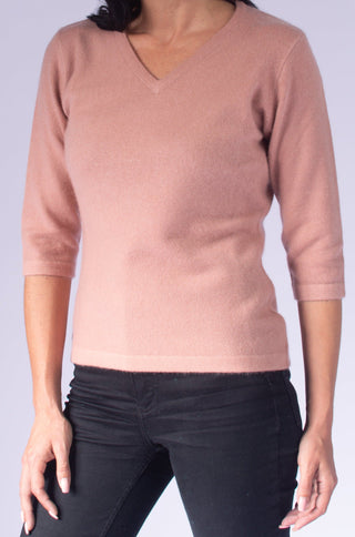 3/4 Sleeved Petite V Neck XS / Peach Clothing