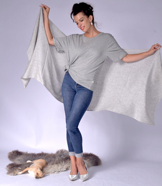 100% First Grade Cashmere Scarf Light Grey
