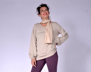 Loose Fitting Ladies Top with Long Bell Sleeves