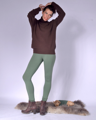 Close Fitting Ladies Tights Light Olive Green / S