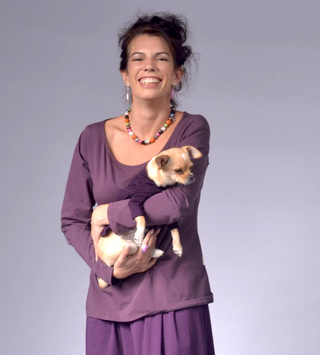 Dog Outfit with Frill Details Aubergine / 95% cotton, 5% elastane / XS