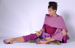 Knit Scarf with Frill Medium Purple Clothing