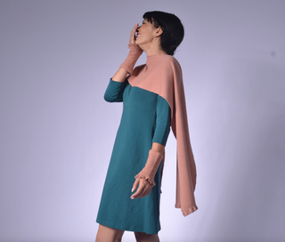 Knit Scarf with Frill Peach Clothing