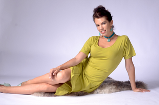 Ladies Dress with Back Wrap Lime Green / S