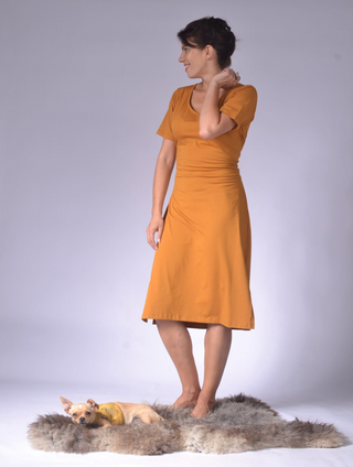 Ladies Dress with Back Wrap Parsley & Mustard / L Ladies Dress with Back Wrap Parsley & Mustard / L