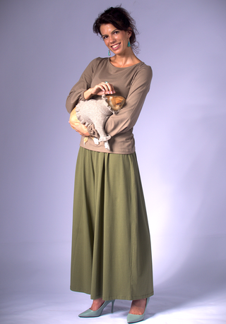 Ladies Loose Fitting Jersey Pants Light Olive Green / S/M