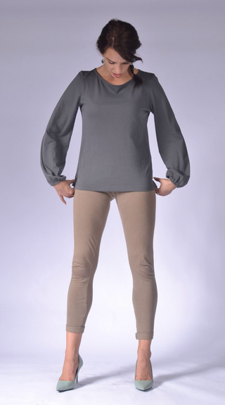 Loose Fitting Ladies Top with Long Bell Sleeves