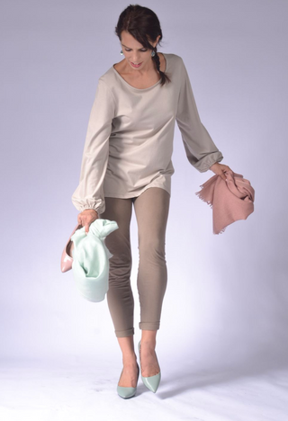 Loose Fitting Ladies Top with Long Bell Sleeves
