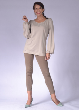 Loose Fitting Ladies Top with Long Bell Sleeves