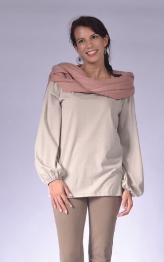 Loose Fitting Ladies Top with Long Bell Sleeves