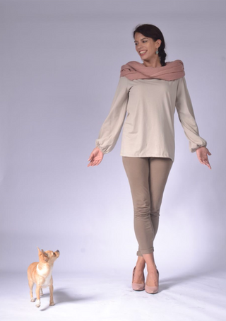 Loose Fitting Ladies Top with Long Bell Sleeves
