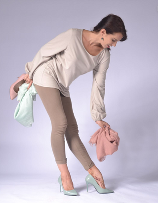 Loose Fitting Ladies Top with Long Bell Sleeves S / Beige