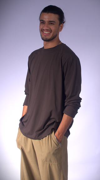 Lose Fitting Unisex Long Sleeve Top XS / Coffee