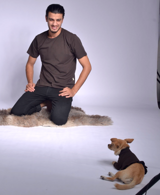 Pique Dog Sweater with Frill Medium Brown / Extra small