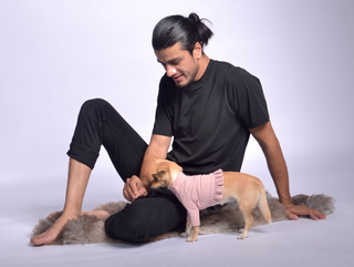 Pique Dog Sweater with Frill Pale Pink / Extra small