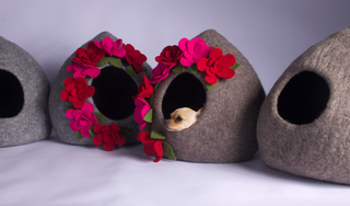 Pointy Top Pet Cave with Flowers