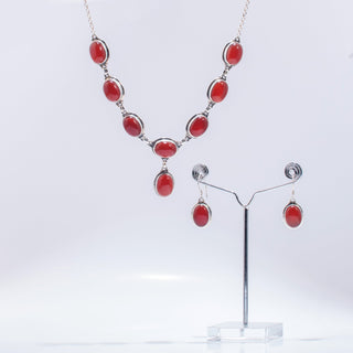 Red Onyx Bracelet Ring and Earrings