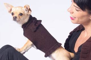 Ruffled Dog Sweater Coffee / XS