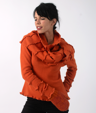 Scarf with Stitching Details Burnt Orange