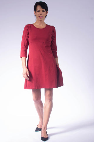 Simple Ladies Cotton Dress Maroon / XS