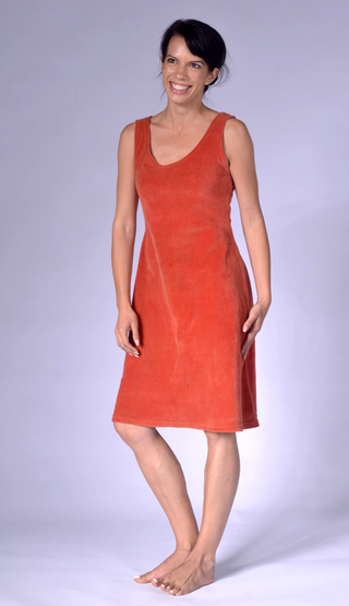 Sleeveless Velura Dress Rust / XS