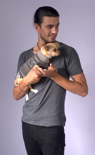 Turtleneck Dog Sweater with Two Different Colour Yarns Black & White / XS Clothing