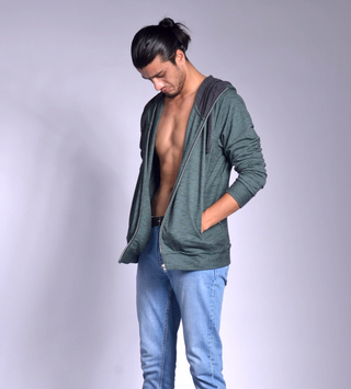 Unisex Hoodie with Zipper Bottle Green / S