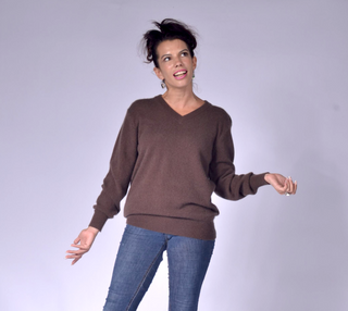 Unisex V Neck Sweater Coffee / S clothing